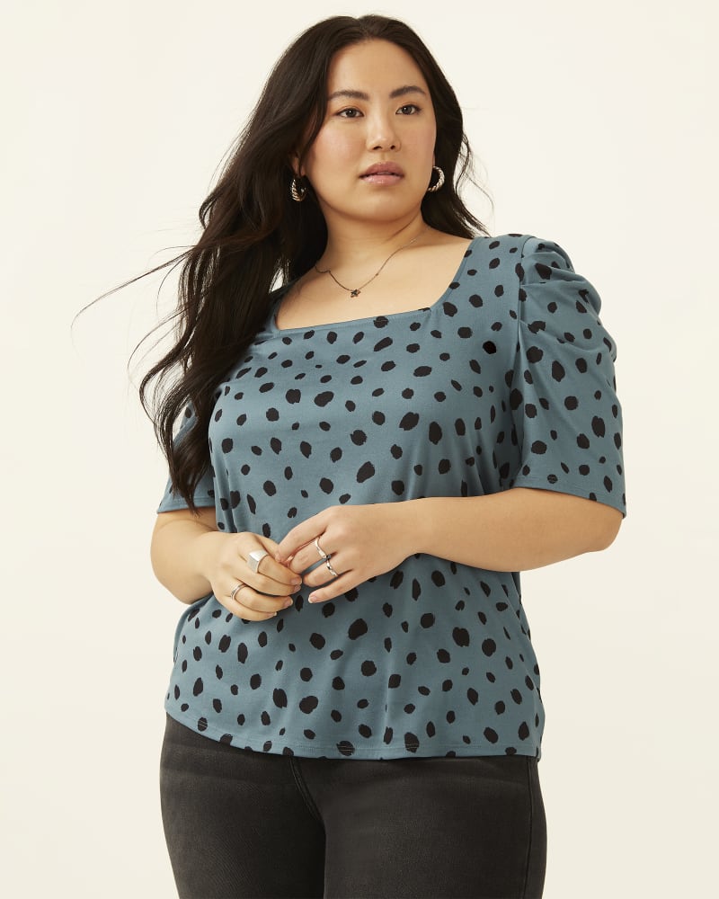 Front of plus size Eleanor Puff Sleeve Top by Socialite | Dia&Co | dia_product_style_image_id:192913